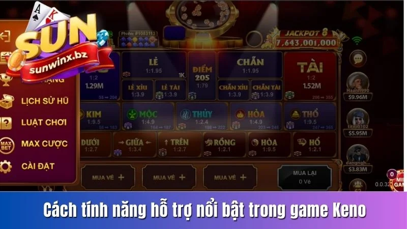 Cách tính năng hỗ trợ nổi bật trong game Keno