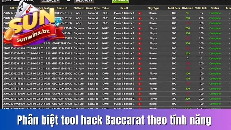 Phân biệt tool hack Baccarat theo tính năng
