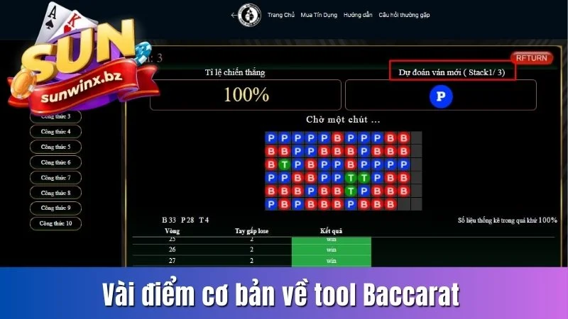 Vài điểm cơ bản về tool Baccarat